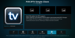 pvr simple client screen on kodi